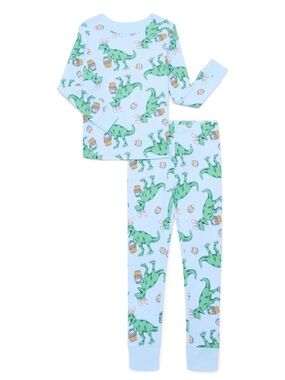 Way To Celebrate Boys Blue 2 PC Dinosaur Pajama Set Size 8 NWT